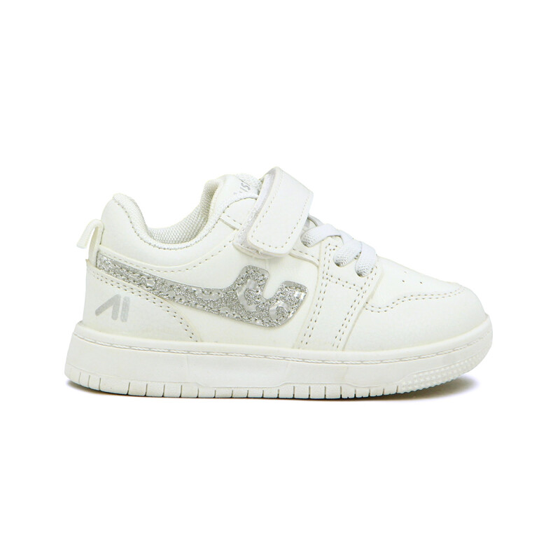 Austral Calzado Deportivo Galactic B Niño/a Acordonado Con Velcro Blanco-plata