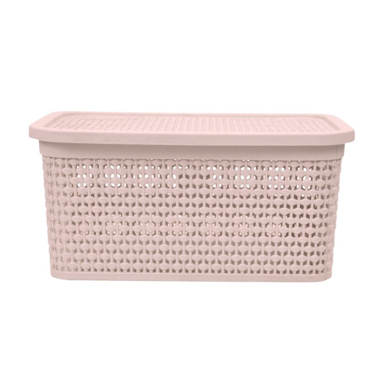 Set x2 Caja simil ratán 4 lts ROSADO