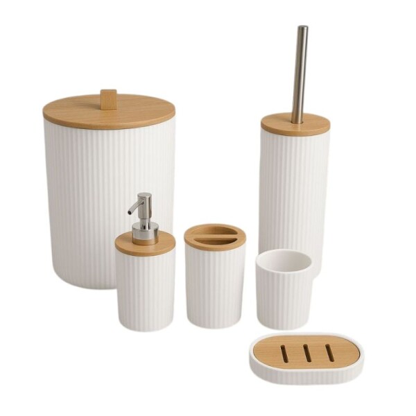SET DE ACCESORIOS PARA BAÑO 6 PIEZAS - BLANCO SET DE ACCESORIOS PARA BAÑO 6 PIEZAS - BLANCO