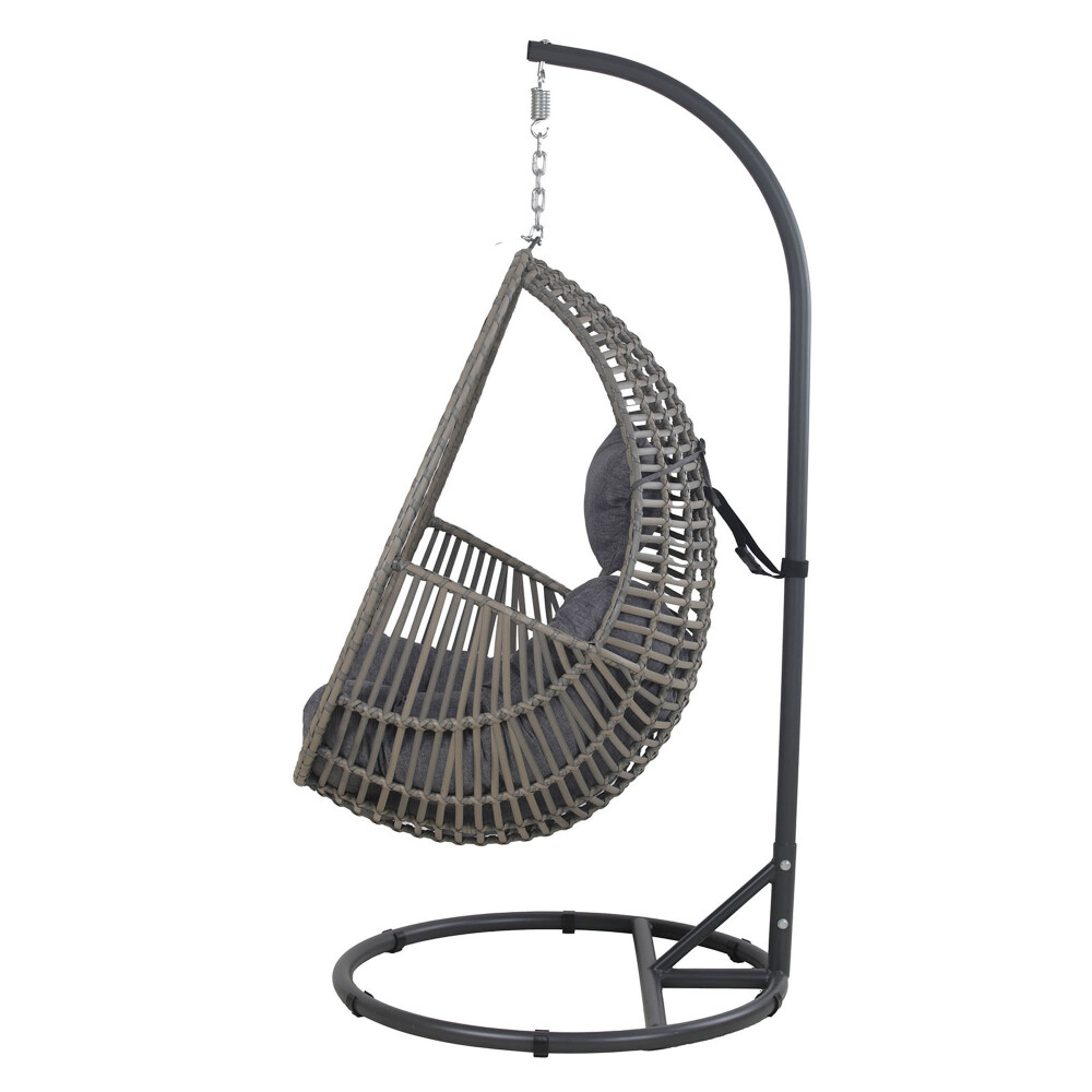 HAMACA COLGANTE RATTAN-SINTETICO-Y-ACERO GRIS NIZA