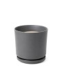 MACETA CERÁMICA CON PLATO MATE GRIS