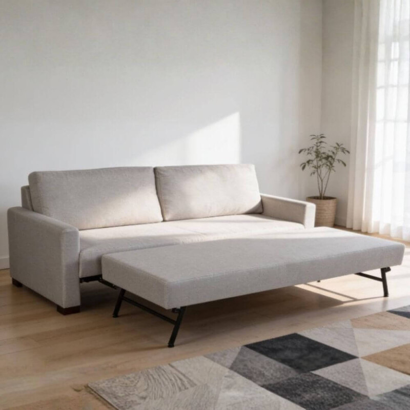 Sofá Cama Toledo 2.10m Lino Beige | Espuma D26 + Eucaliptus | Cama Auxiliar Incluida Sofá Cama Toledo 2.10m Lino Beige | Espuma D26 + Eucaliptus | Cama Auxiliar Incluida