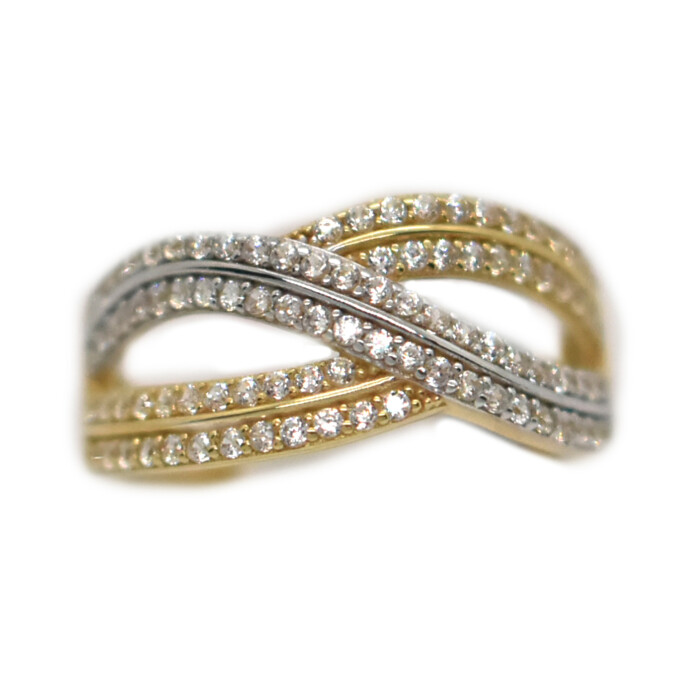 Anillo Oro 18 Kilates en 2 tonos con Zirconias Anillo Oro 18 Kilates en 2 tonos con Zirconias