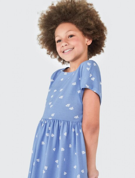 VESTIDO CORTO INFANTIL ESTAMPADO CELESTE