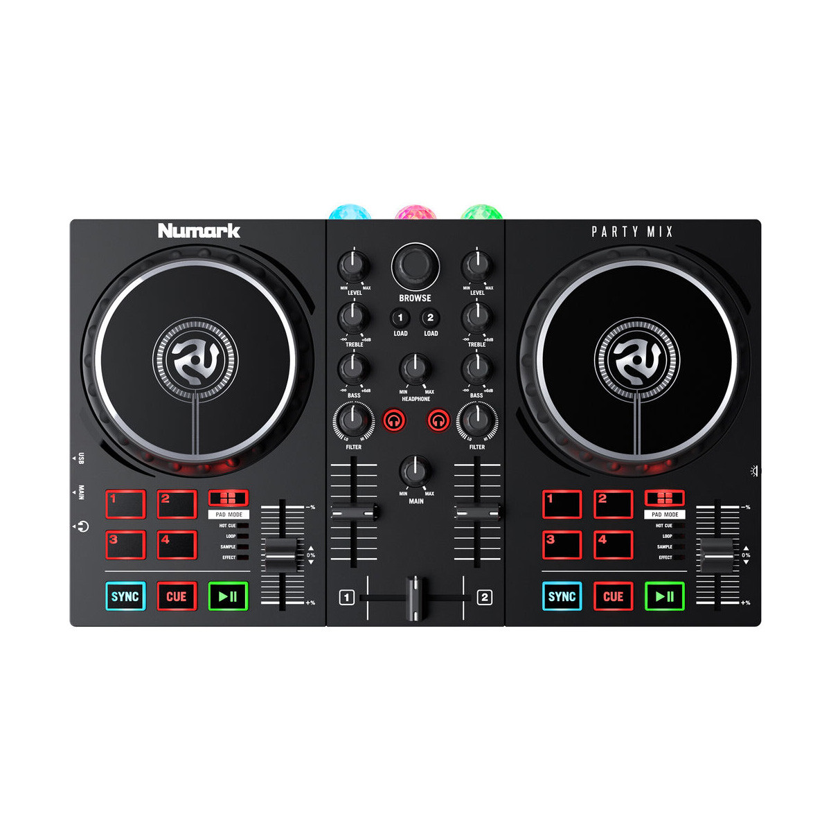 Controlador para DJ Numark Party Mix 2 c/ Luces Integradas - Negro 