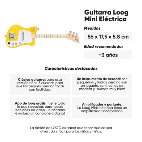 Guitarra Loog Mini Eléctrica - Amarillo Sc