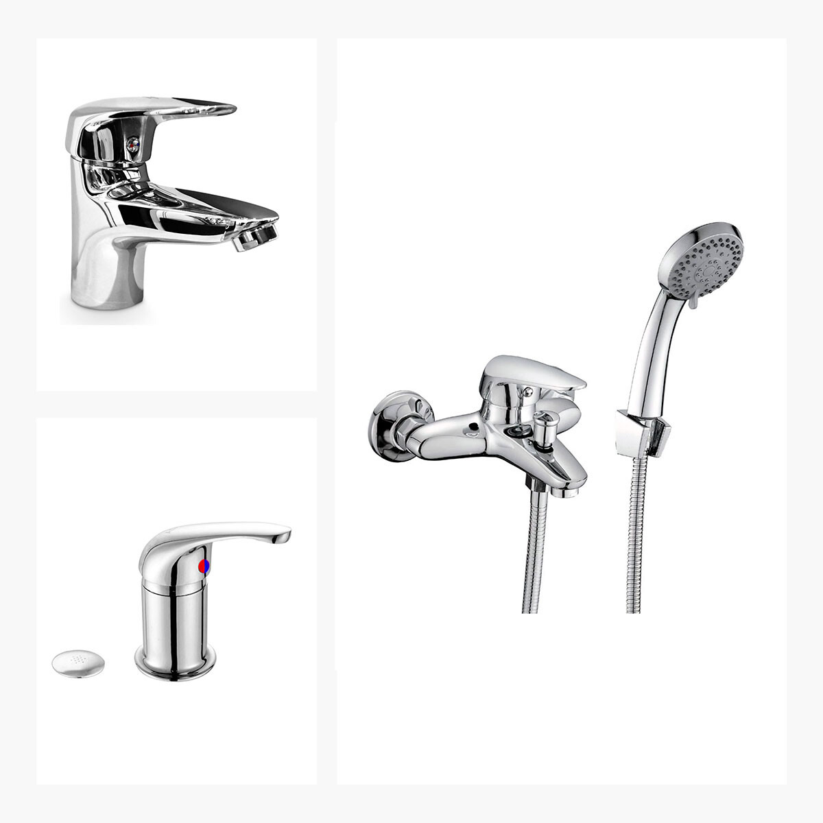 Juego Completo De Griferia Incluye Ducha Exterior,lavatorio Bajo Y Bidet 