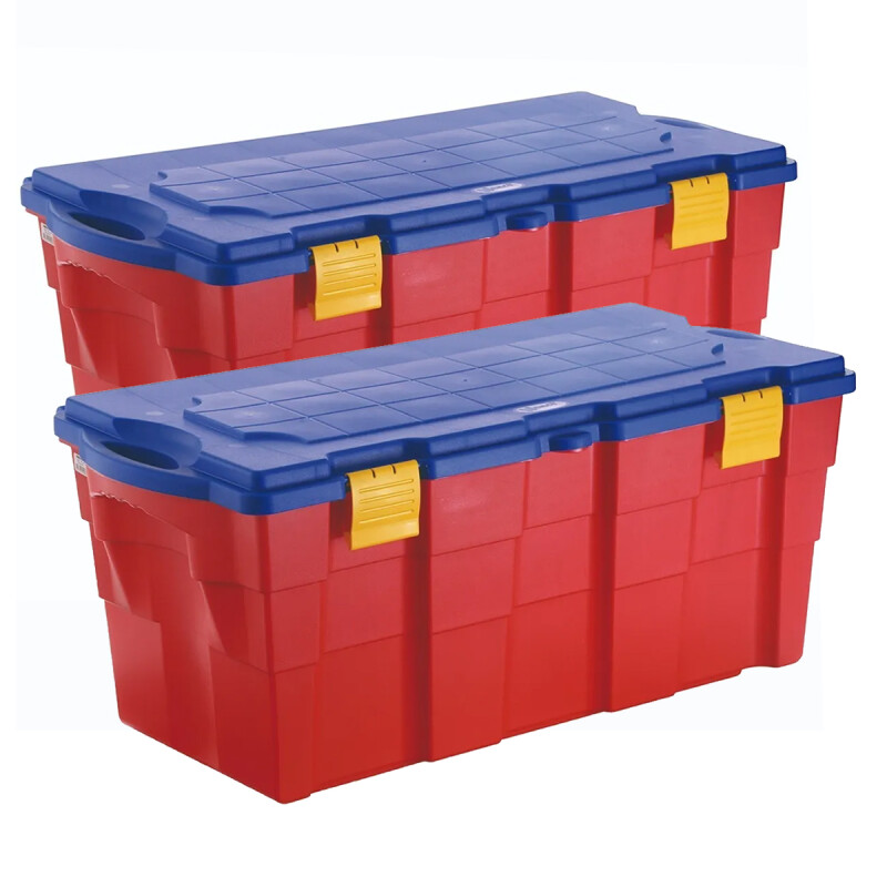 Set x2 Baúl 100 lts AZUL/ROJO