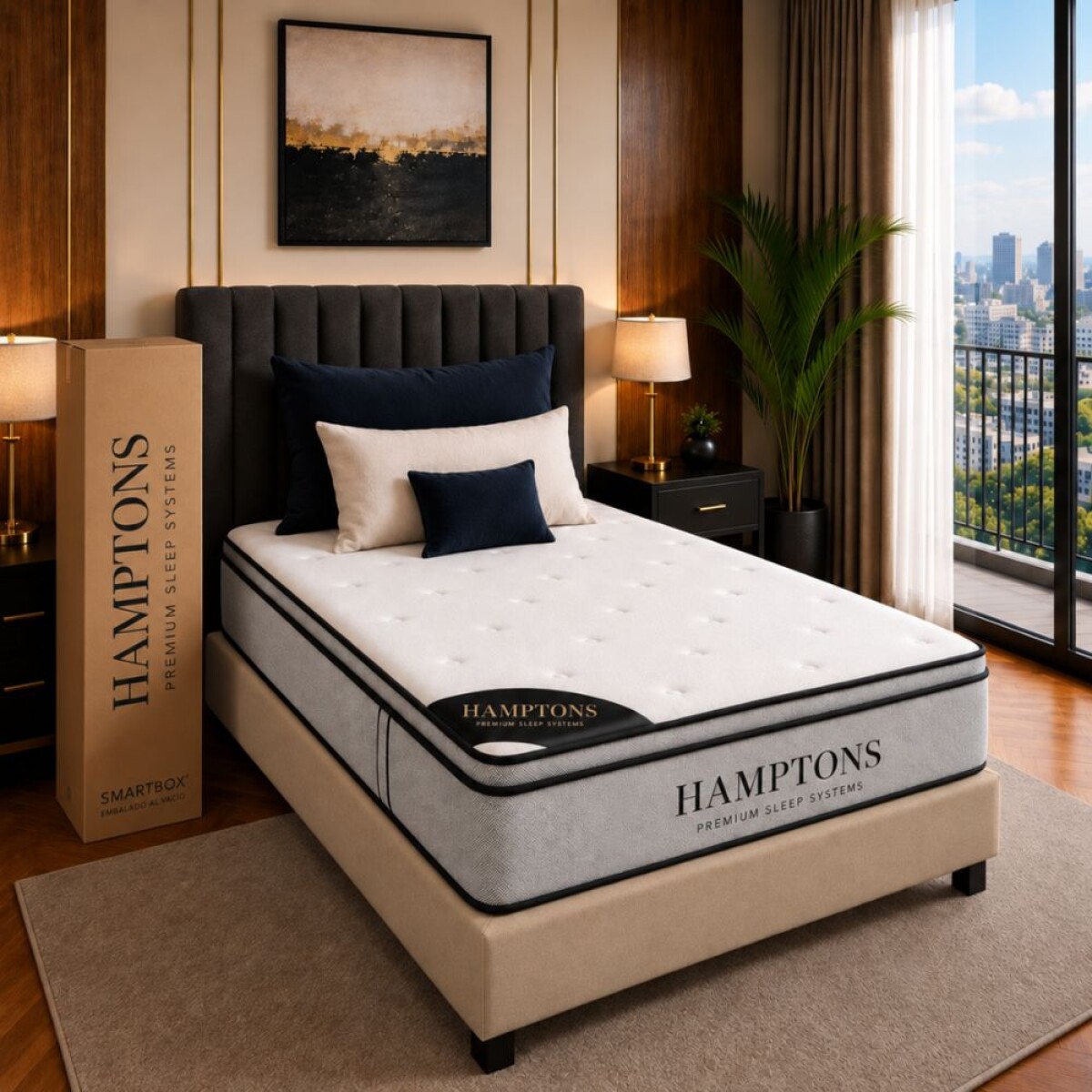Sommier Plaza Y Media HAMPTONS Ruthenium - Beige 