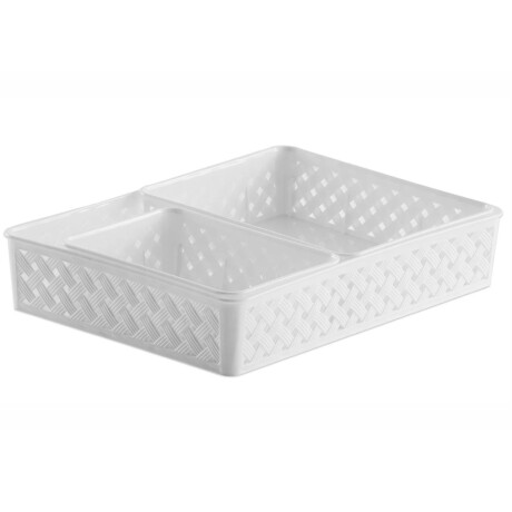 Pack X3 Cestos Organizadores Bandejas Símil Rattan Plástico Blanco