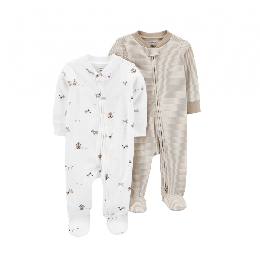 Enterito X2 algodón Carters con pie Farm Beige Enterito X2 algodón Carters con pie Farm Beige