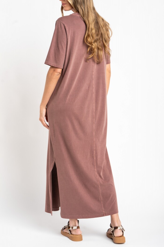 Vestido Algodon Lavado Marron