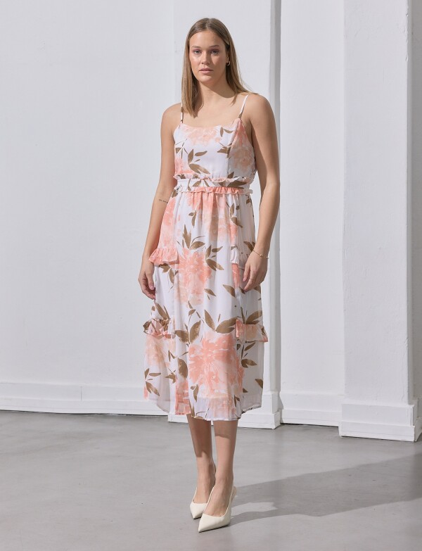 Vestido Midi Flores CRUDO/MULTI