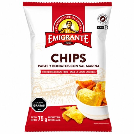 SNACK PAPA Y BONIATO CHIPS EMIGRANTE 75G CON SAL SNACK PAPA Y BONIATO CHIPS EMIGRANTE 75G CON SAL