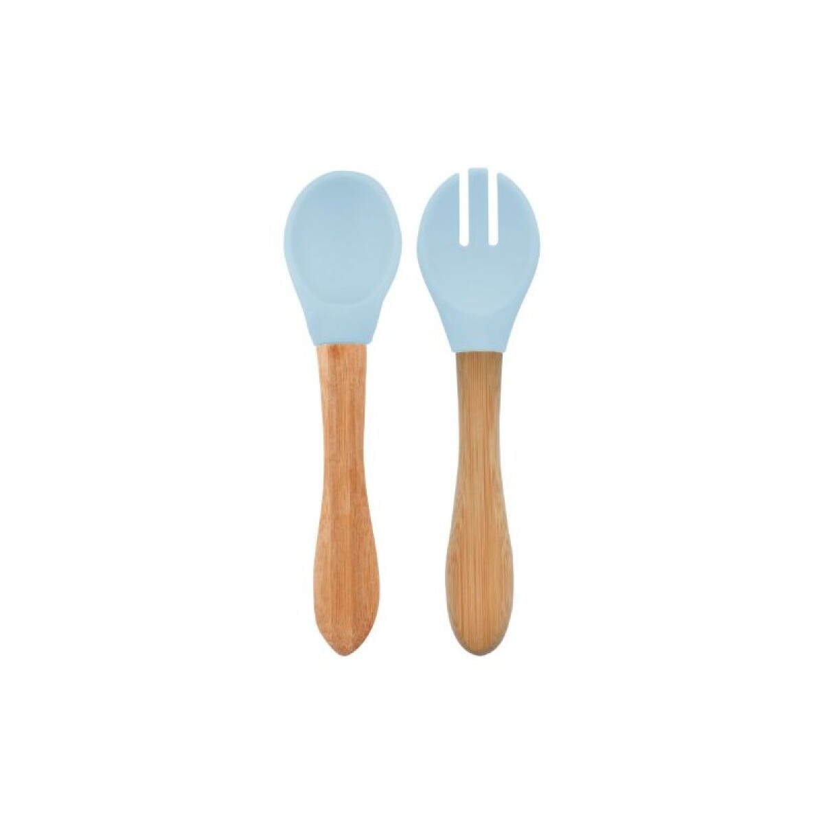 Cubiertos bambu silicona MinikOiOi - celeste 