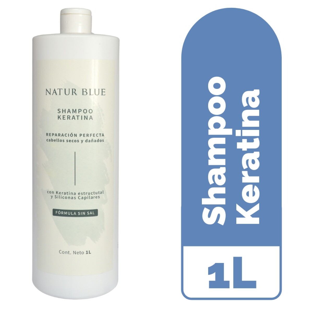 Shampoo Keratina sin sal NATUR BLUE - 1 L 