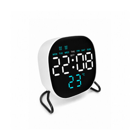 Reloj digital con indicador de temperatura Cuadrado Blanco Blanco