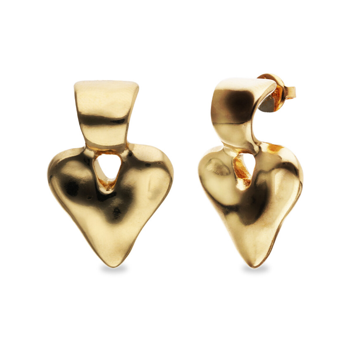 PENDIENTES DE CORAZÓN DE ALEACIÓN DE METALES BAÑADOS EN ORO 18K - Pendiente 