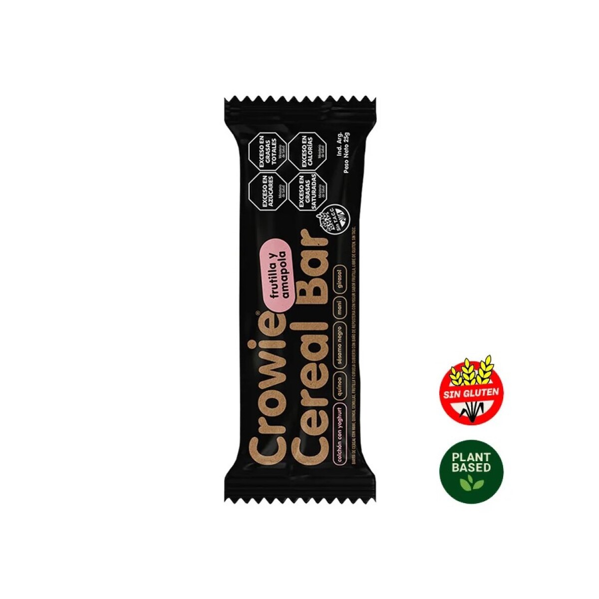 Mini Barra de Cereal Crowie CR002 sin Gluten 25GR - FRUTILLA-AMAPOLA 