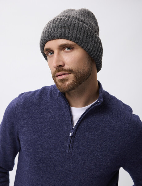 Sweater tejido con cierre azul marino