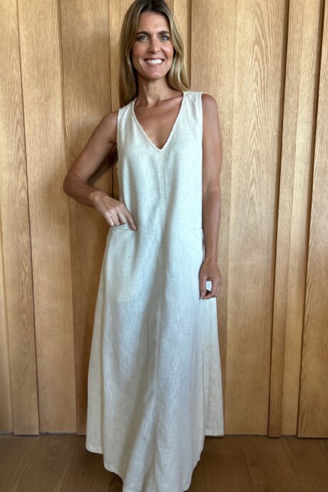 Vestido Formentera Lino beige melange