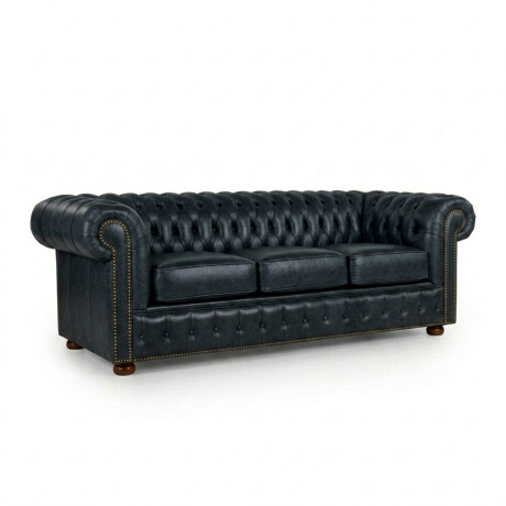 Sofá Chesterfield Novo - Cuero Básico - 3 cuerpos Negro - (Preventa)