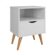 Mesa De Luz Dormitorio Nórdica 1 Cajón Grecia Blanco