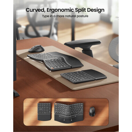 Combo Mouse y Teclado Español Ergonómico Inalámbrico 3EN1 Protoarc EKM04 001