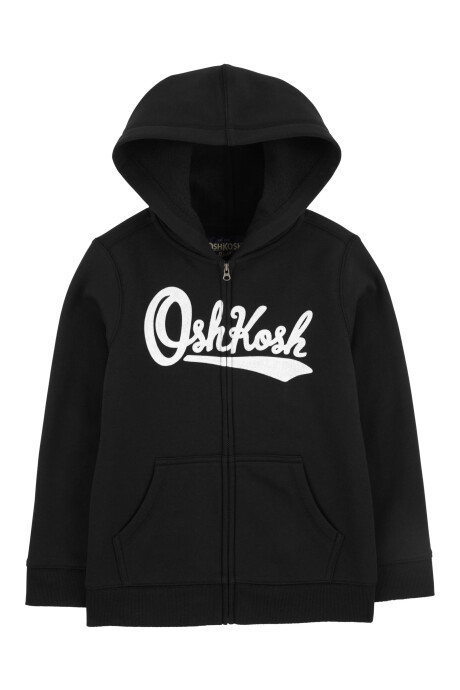 Campera de algodón, con capucha y logo, negra Sin color