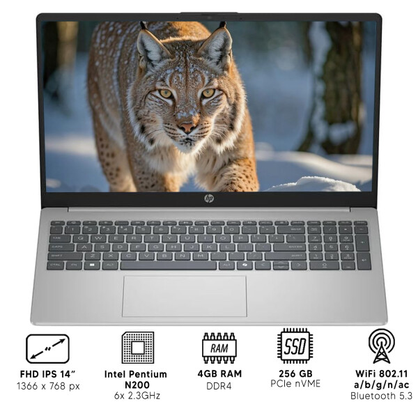 Notebookk Hp Pentium N200 4gb Ram 128gb Ssd NOTEBOOK HP FD0084WM N200/4/128/15.6