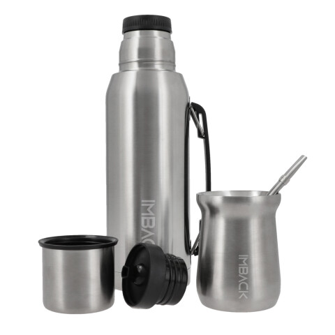 Termo 1 Litro Con Mate Acero Inoxidable Con 2 Picos Cebador Y Bombilla Imback Termico Doble Capa Plateado Termo 1 Litro Con Mate Acero Inoxidable Con 2 Picos Cebador Y Bombilla Imback Termico Doble Capa Plateado