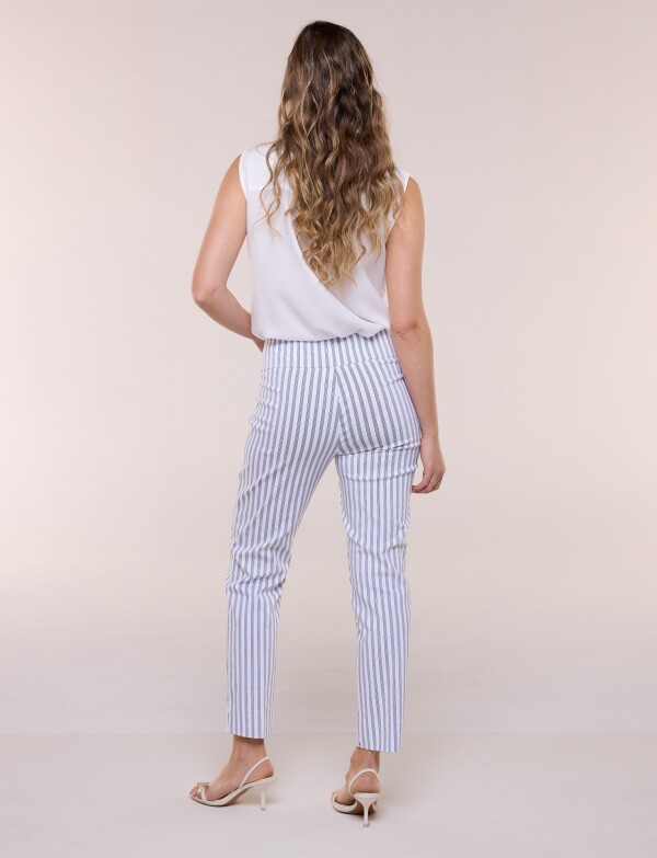 Pantalón Elastizado A Rayas Verticales BLANCO/MULTI