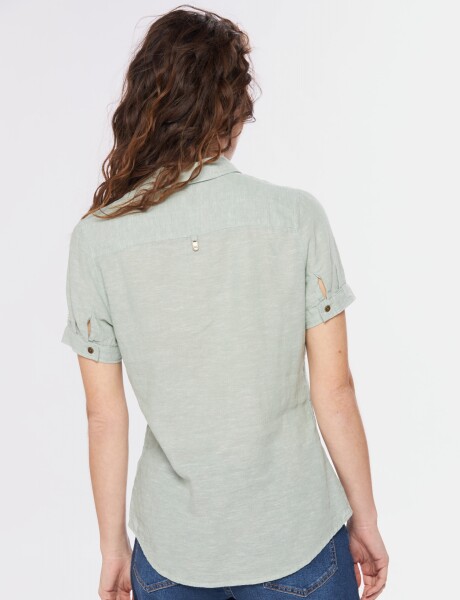 CAMISA DE LINO MEDIO BOTÓN Menta