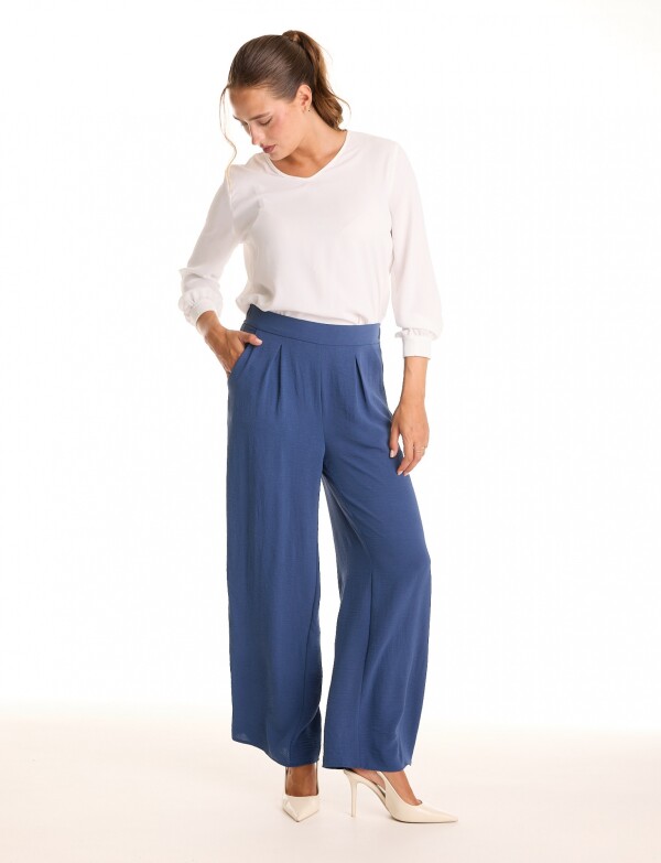 Palazzo Wide Leg Pinzas AZUL