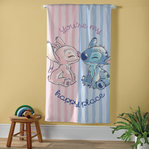Toalla Infantil Playera Velour Stitch 70 x 130 cm 100% Algodón ROSA/CELESTE