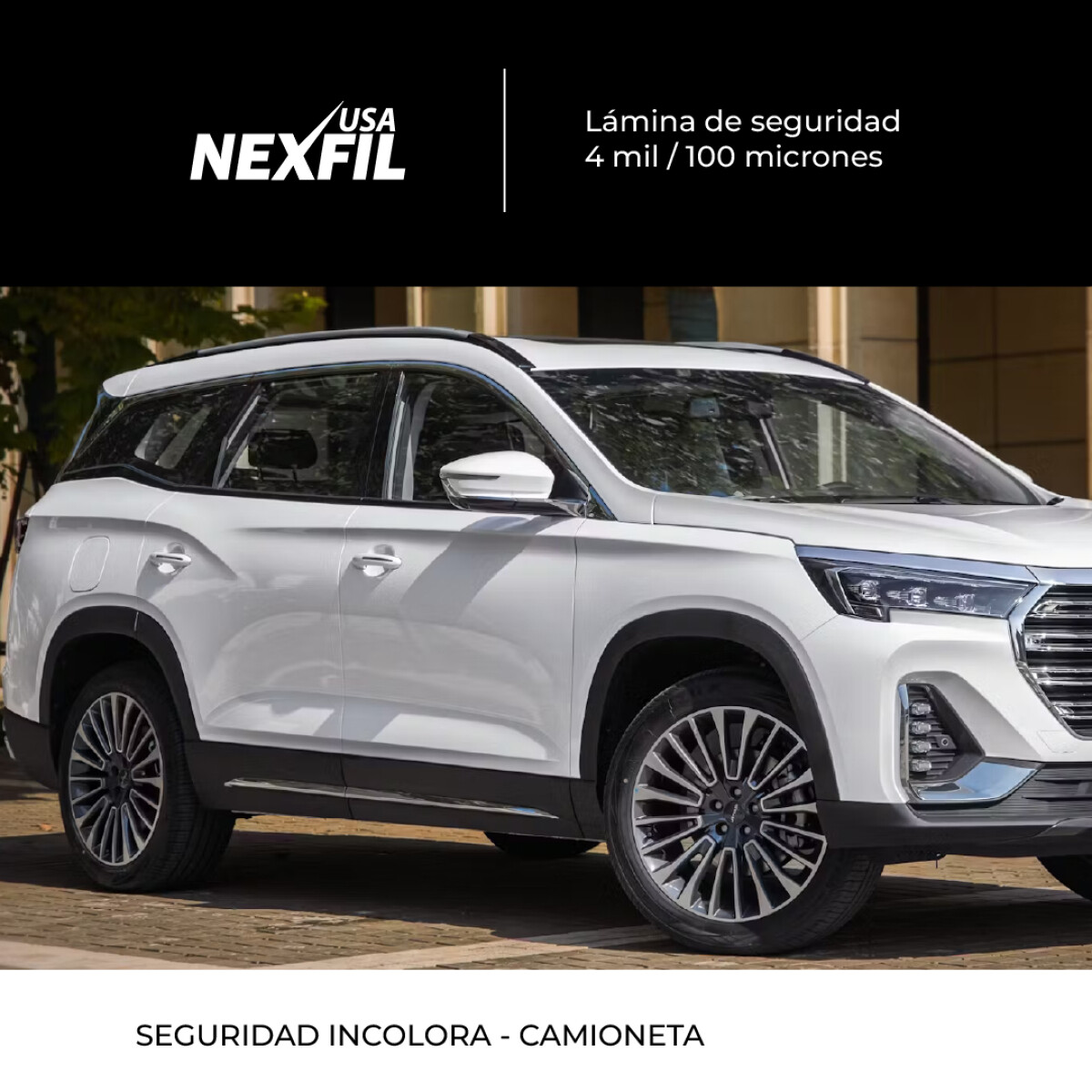 Polarizado Camioneta. Marca: Nexfil. Incolora. 100 Micrones 