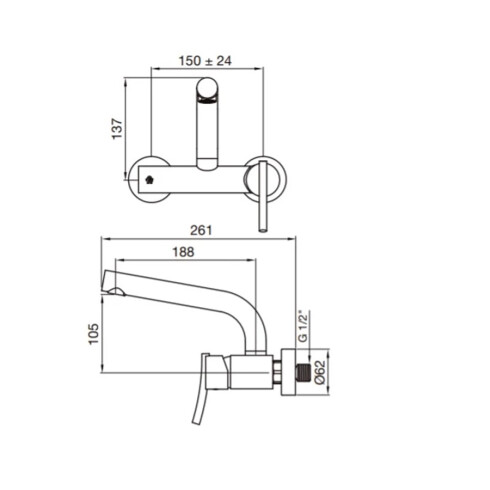 GRIFERIA DE PARED COCINA MONOCOMANDO CROMO FV 000