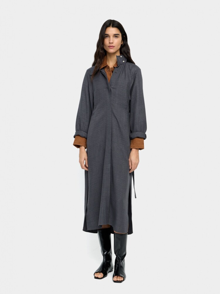 Vestido Midi Efecto Arrugado gris