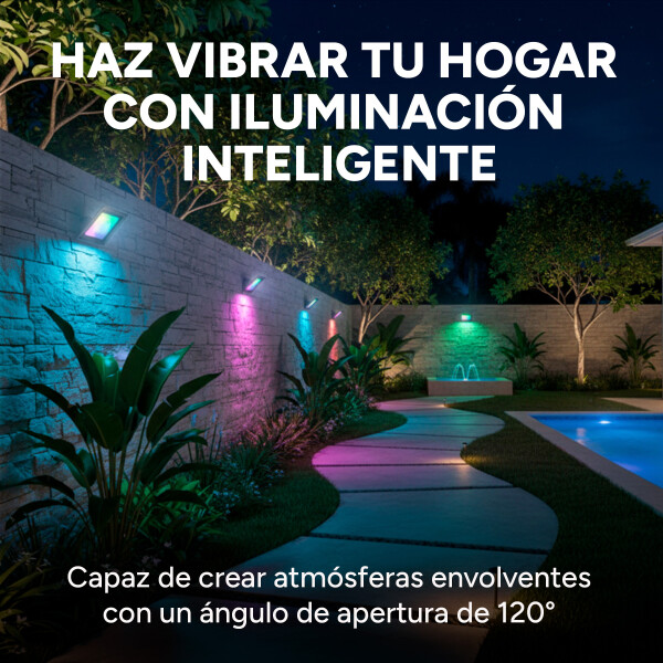 Foco Reflector RGB Control IP66 Exterior Interior 18 LED 20W Color Negro