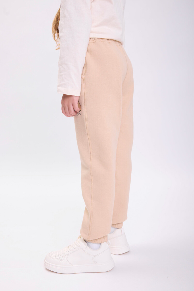 Pantalón deportivo jogger estampa Beige