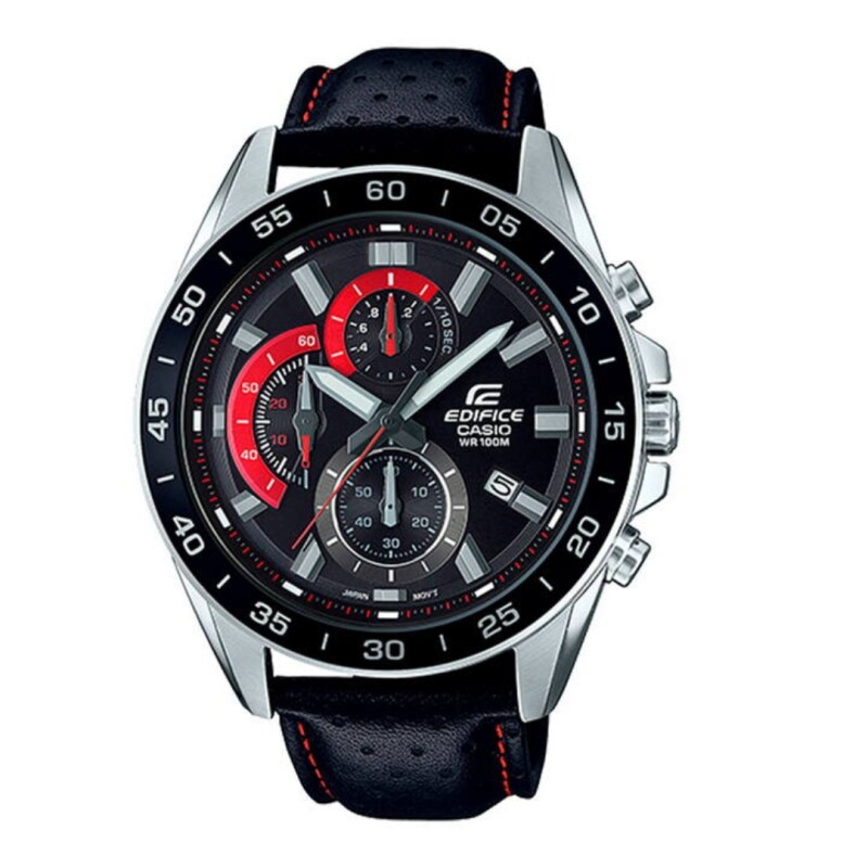 Reloj Casio Edifice EFV550L-1AVUDF para hombre con correa de cuero Negro