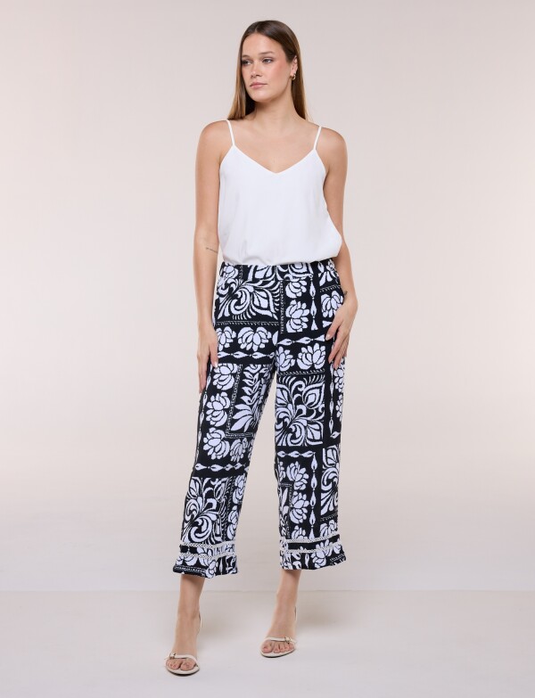Pantalón Crop Printed NEGRO/BLANCO