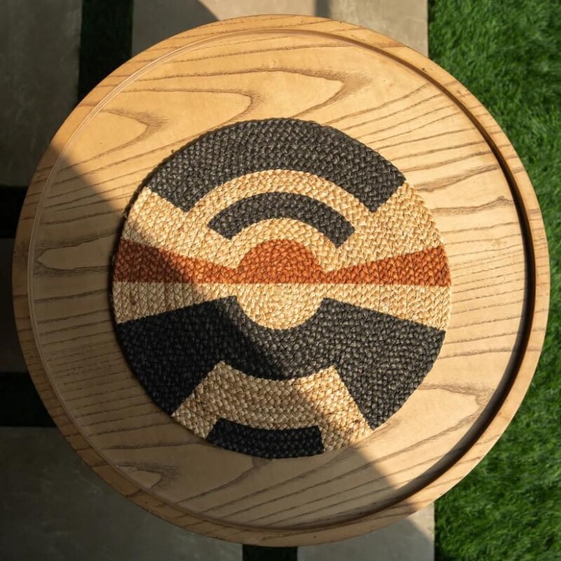 Individual redondo de yute colorido Individual redondo de yute colorido