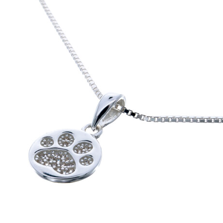 Conjunto de cadena y dije de plata 925 con circonias, HUELLITA. Conjunto de cadena y dije de plata 925 con circonias, HUELLITA.