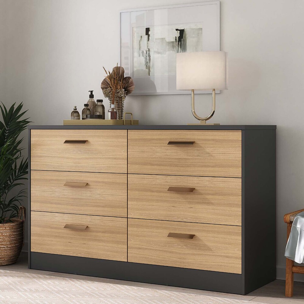 CÓMODA 6 CAJONES MDF NEGRO VENETTO II