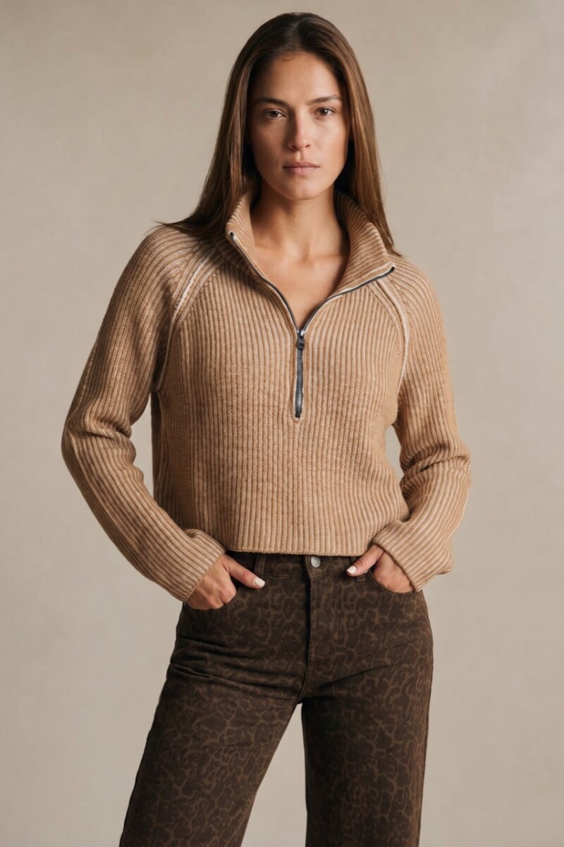 Sweater Algodón Cierre Camel