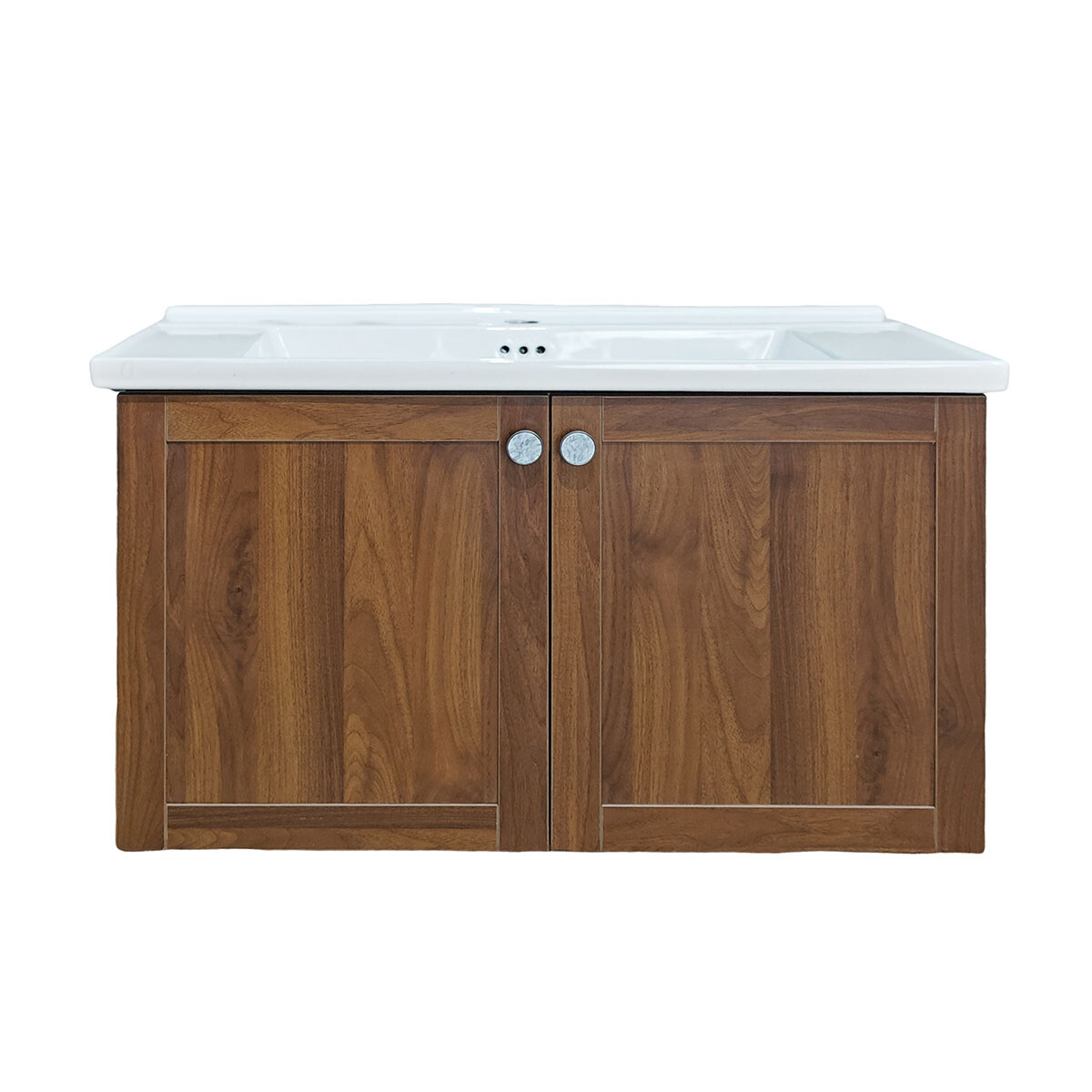 Mueble Baño En Mdf 80X50X45 Roble Claro - Incluye Bacha C/Perf Para Griferia 