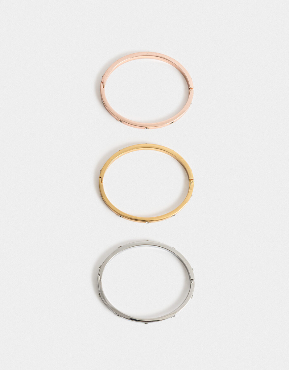 Pulseras Rigidas Sets Bañado En Oro Rosa 