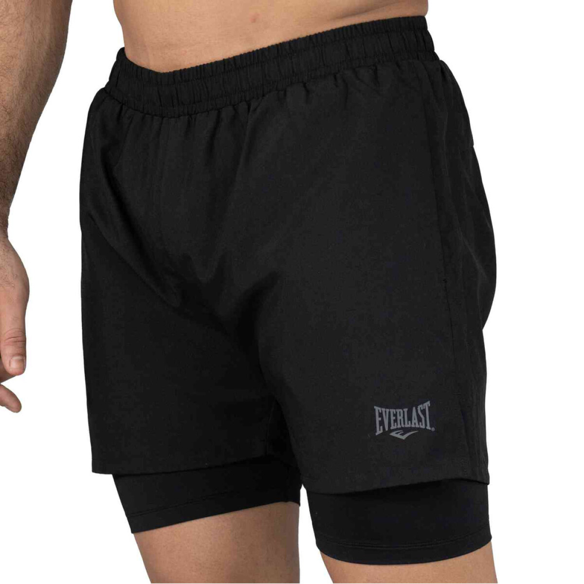 SHORT 2IN1 MEN POLY/SPX EVERLAST 5" SPLIT GN M6 XL - BLACK 