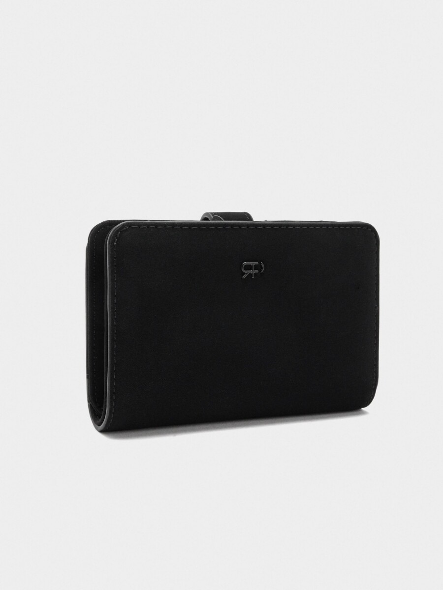 Cartera Lisa Con Textura Suave M negro